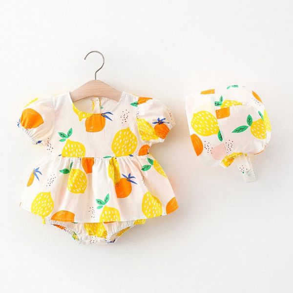 girl's dresses born infant baby girls bodysuit dress korean puff sleeve ruched fruit lemon print hat outfits summer party vestidos, Red;yellow
girl's dresses born infant baby girls bodysuit dress korean puff sleeve ruched fruit lemon print hat outfits summer party vestidos, Red;yellow