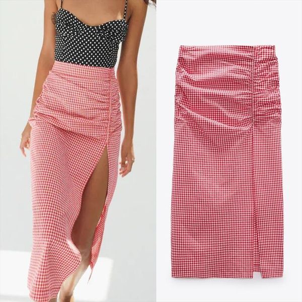 za plaid red long women skirt high waist pencil harajuku fashion ruched elegant midi slit, Black
za plaid red long women skirt high waist pencil harajuku fashion ruched elegant midi slit, Black