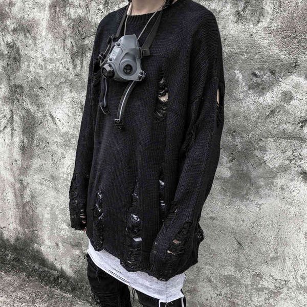 sweater knit gaojiechao brand dark black perforated men's mourning beggar punk hip hop loose long sleeve t shirt, White;black
sweater knit gaojiechao brand dark black perforated men's mourning beggar punk hip hop loose long sleeve t shirt, White;black
