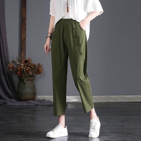 women's pants & capris 2021 cotton and linen summer thin high waist loose straight plus size slim harlan casual women, Black;white
women's pants & capris 2021 cotton and linen summer thin high waist loose straight plus size slim harlan casual women, Black;white
