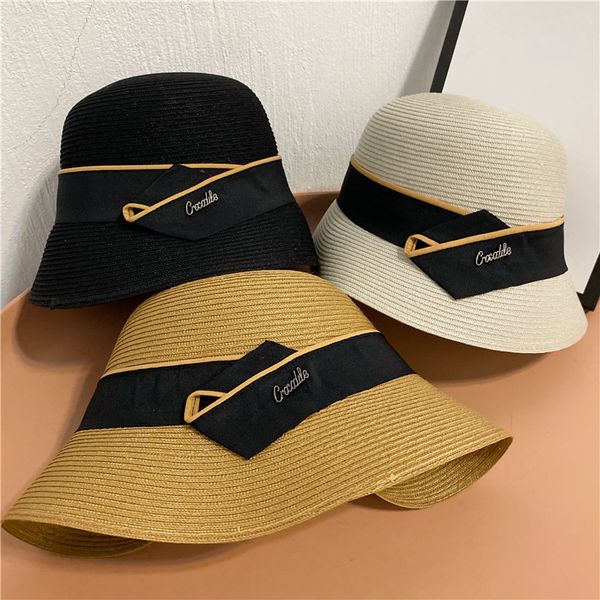 label fisherman's straw temperament contrast color wide brim basin hat beach hat, Yellow
label fisherman's straw temperament contrast color wide brim basin hat beach hat, Yellow