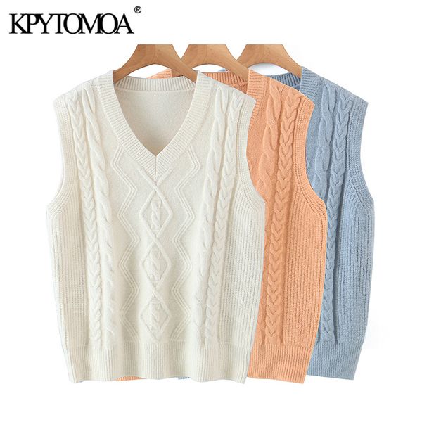 women fashion with ribbed trim loose cable-knit vest sweater vintage v neck sleeveless female pullovers chic 210416, White;black
women fashion with ribbed trim loose cable-knit vest sweater vintage v neck sleeveless female pullovers chic 210416, White;black