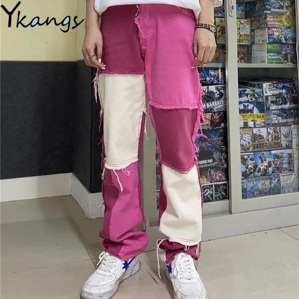 korean pink straight patchwork cargo jeans woman hip hop streetwear baggy denim pants female elastic high waist women 2021 women's, Blue
korean pink straight patchwork cargo jeans woman hip hop streetwear baggy denim pants female elastic high waist women 2021 women's, Blue