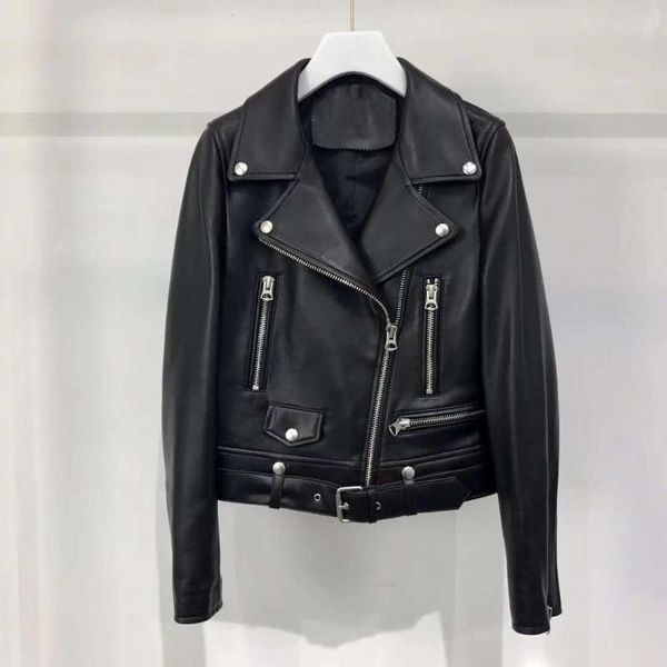 women's leather & faux fashion sheep-skin coat genuine jacket women solid clothes turn-down collar female suede spring coats slim, Black
women's leather & faux fashion sheep-skin coat genuine jacket women solid clothes turn-down collar female suede spring coats slim, Black