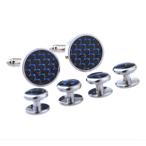 cufflink collar button set men's and women's french round carbon fiber sheet shirt, Silver;golden
cufflink collar button set men's and women's french round carbon fiber sheet shirt, Silver;golden