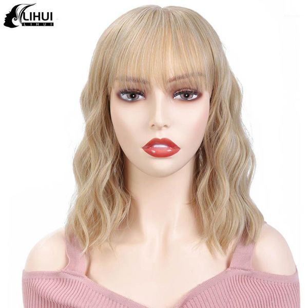 water wavy wigs with bangs 12'' blonde short synthetic wig for women heat resistant natural hair cosplay1, Black
water wavy wigs with bangs 12'' blonde short synthetic wig for women heat resistant natural hair cosplay1, Black