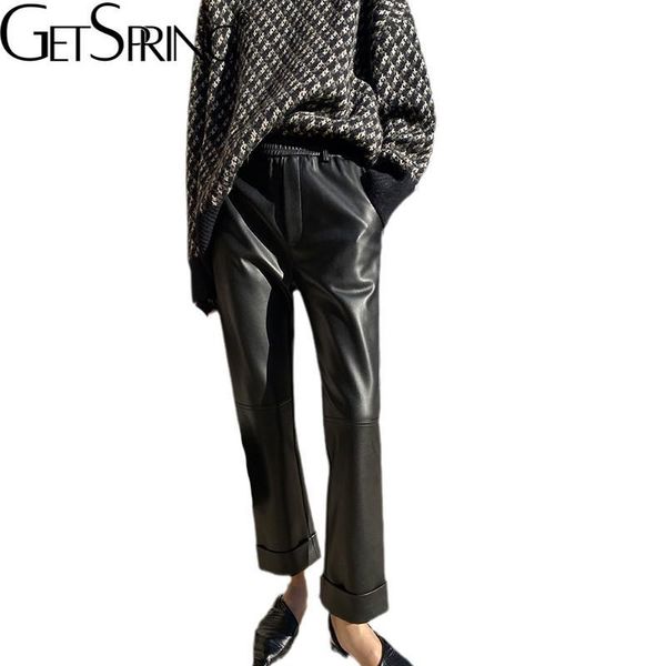 women's pants & capris getspring women pant black high waist pu leather all match vintage ankle-length 2021 fashion winter trousers, Black;white
women's pants & capris getspring women pant black high waist pu leather all match vintage ankle-length 2021 fashion winter trousers, Black;white