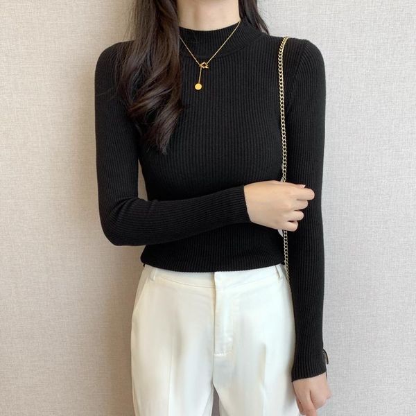 women's sweaters women autumn winter half high collar pullovers sweater lady black white pullover jumper knitted warm basic, White;black
women's sweaters women autumn winter half high collar pullovers sweater lady black white pullover jumper knitted warm basic, White;black