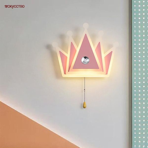wall lamps creative children's pink crown led lamp with pull switch for girls bedroom bedside nursery study home deco art night lights
wall lamps creative children's pink crown led lamp with pull switch for girls bedroom bedside nursery study home deco art night lights