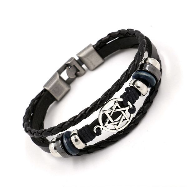 wristbands six awn star hand jewelry multi-layer woven bracelet ing lucky punk wristbands beads leather bangles, Golden;silver
wristbands six awn star hand jewelry multi-layer woven bracelet ing lucky punk wristbands beads leather bangles, Golden;silver