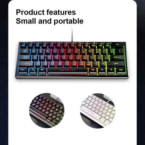 wired mechanical gaming keyboards 61 keys rgb single led backlit axis keyboard for gamer
wired mechanical gaming keyboards 61 keys rgb single led backlit axis keyboard for gamer