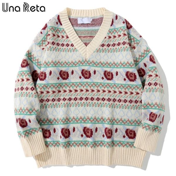 men's sweaters una reta floral print knitted sweater men streetwear clothing harajuku v neck pullovers couple oversized, White;black
men's sweaters una reta floral print knitted sweater men streetwear clothing harajuku v neck pullovers couple oversized, White;black