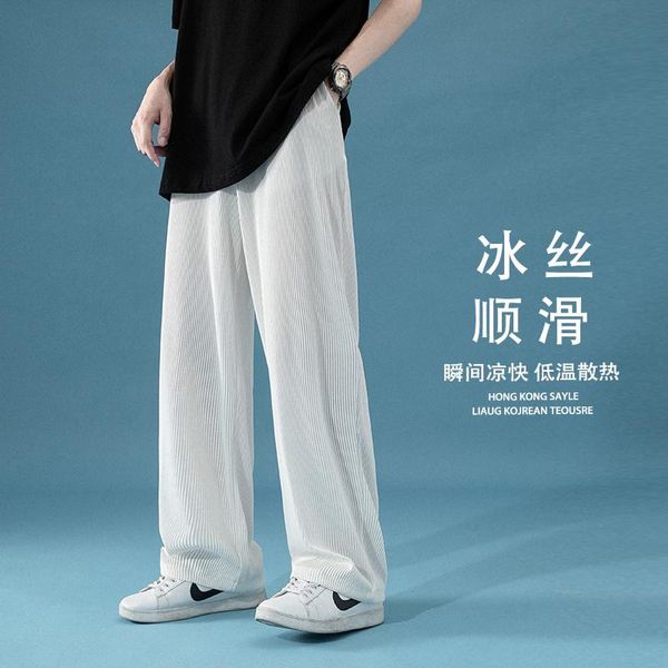 men's pants summer pleated fashion black white casual men streetwear loose straight wide-leg mens ice silk
men's pants summer pleated fashion black white casual men streetwear loose straight wide-leg mens ice silk
