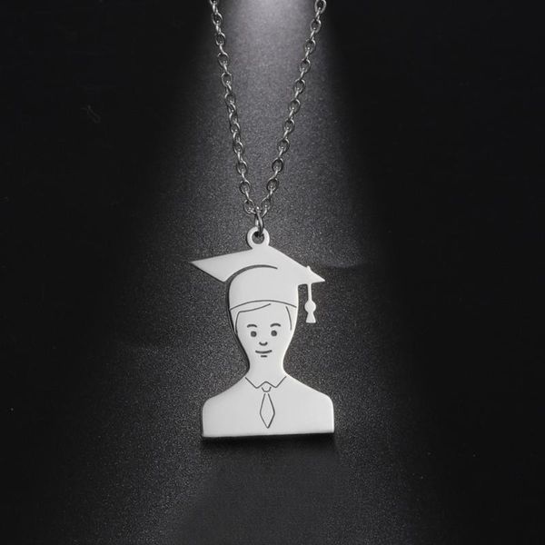 pendant necklaces my shape graduate student necklace stainless steel choker for women men university graduation gift collier, Silver
pendant necklaces my shape graduate student necklace stainless steel choker for women men university graduation gift collier, Silver
