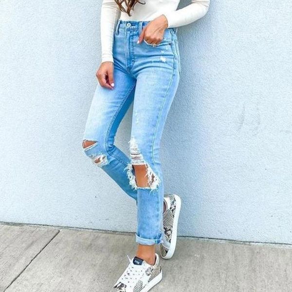 summer women retro denim pants classic washed jeans temperament holed fashion high waist shaping women's, Blue
summer women retro denim pants classic washed jeans temperament holed fashion high waist shaping women's, Blue