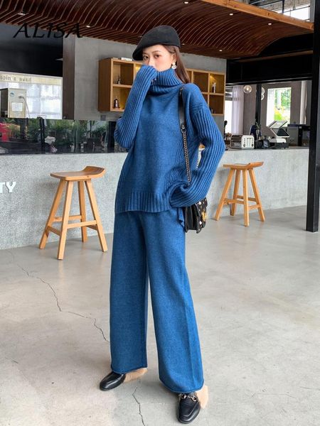 women's two piece pants 2021 woman knit suits autumn winter stand collar elegant sweaters + loose high waist wide leg pant women sets, White
women's two piece pants 2021 woman knit suits autumn winter stand collar elegant sweaters + loose high waist wide leg pant women sets, White