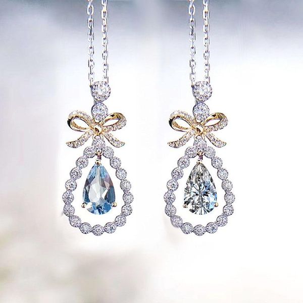 pendant necklaces gorgeous big zircon for women bowknot water drop choker on the neck female women's gift chain jewelry kan240, Silver
pendant necklaces gorgeous big zircon for women bowknot water drop choker on the neck female women's gift chain jewelry kan240, Silver