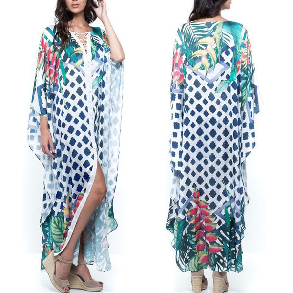 quick-drying bohemian green printed lace up loose summer beach dress plus size women beachwear bats sleeve maxi dress n994 210416, White;black
quick-drying bohemian green printed lace up loose summer beach dress plus size women beachwear bats sleeve maxi dress n994 210416, White;black
