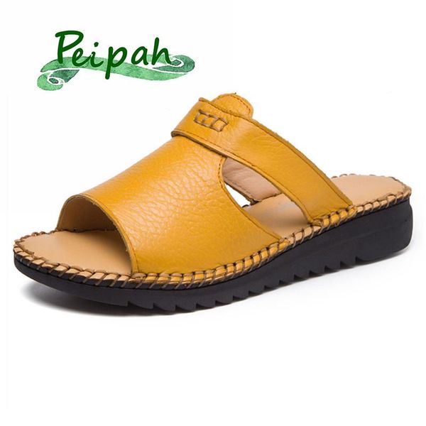 handmade vintage women's slippers genuine leather summer shoes slides women flip flops outside mother, Black
handmade vintage women's slippers genuine leather summer shoes slides women flip flops outside mother, Black