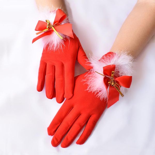 five fingers gloves cute feather bell dress christmas set with ladies 1 pair red driving full finger mittens, Blue;gray
five fingers gloves cute feather bell dress christmas set with ladies 1 pair red driving full finger mittens, Blue;gray