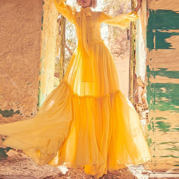 casual dresses elegant runway designer woman maxi dress beach party chiffon ladies bow tie neck long solid yellow color summer, Black;gray
casual dresses elegant runway designer woman maxi dress beach party chiffon ladies bow tie neck long solid yellow color summer, Black;gray