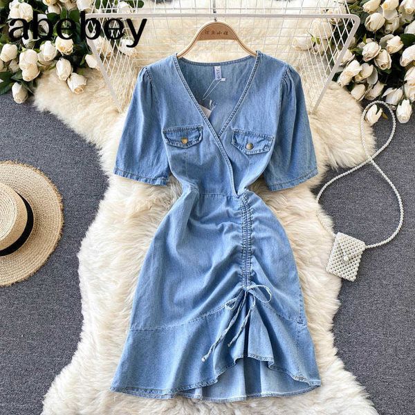 women elegant denim french dress short sleeve v neck a-line office dresses summer fashion casual streetwear midi sundress 210715, Black;gray
women elegant denim french dress short sleeve v neck a-line office dresses summer fashion casual streetwear midi sundress 210715, Black;gray