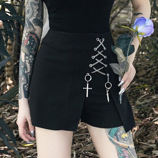 women's shorts punk chain skirt irregular 2021 summer solid color lace high waist split fork buttocks street fashion hipster, White;black
women's shorts punk chain skirt irregular 2021 summer solid color lace high waist split fork buttocks street fashion hipster, White;black