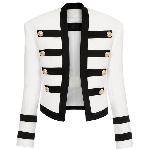 dress high street younger 2021 designer women's color block collarless lion buttons jacket, White
dress high street younger 2021 designer women's color block collarless lion buttons jacket, White