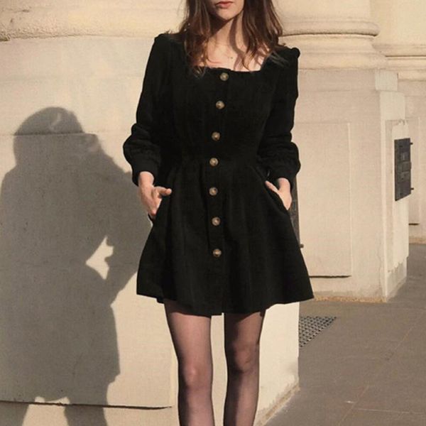 womail spring dress women vintage loose button solid color women's dresses beach square collar long sleeve evening party casual, Black;gray
womail spring dress women vintage loose button solid color women's dresses beach square collar long sleeve evening party casual, Black;gray