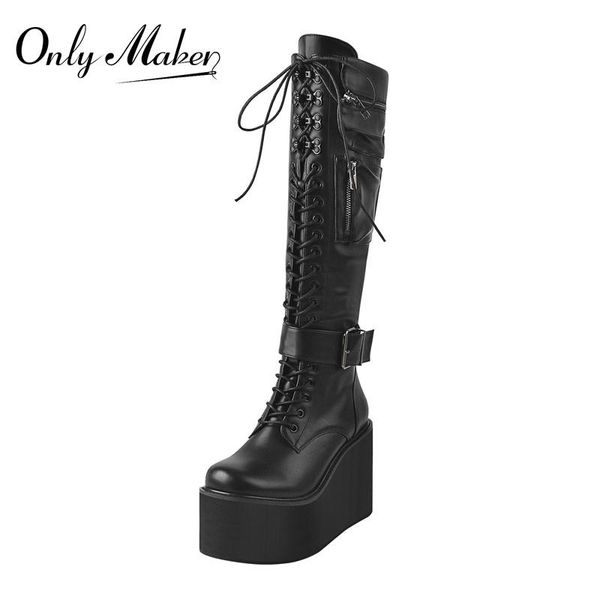 boots onlymaker women's platform lace-up knee high round toe matte black pocket buckle wedges heels shoes zipper large size
boots onlymaker women's platform lace-up knee high round toe matte black pocket buckle wedges heels shoes zipper large size
