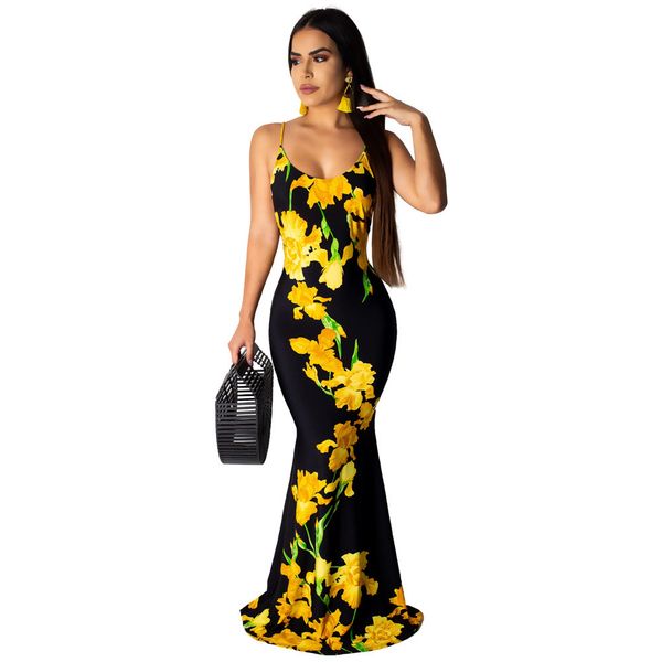 elegant florals printing women mermaid for party sleeveless spaghetti neck backless floor length lady es est, Black;gray
elegant florals printing women mermaid for party sleeveless spaghetti neck backless floor length lady es est, Black;gray