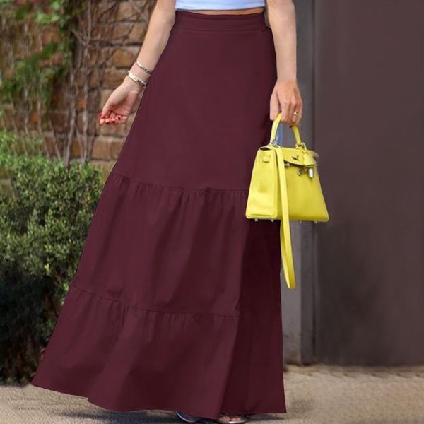 women summer skirts 2021 zanzea vintage high waist solid jupe femme casual ruffles hem long skirt bohemian faldas saia, Black
women summer skirts 2021 zanzea vintage high waist solid jupe femme casual ruffles hem long skirt bohemian faldas saia, Black