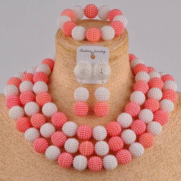 earrings & necklace peach and white nigerian wedding beads african jewelry set simulated pearl fzz107, Silver
earrings & necklace peach and white nigerian wedding beads african jewelry set simulated pearl fzz107, Silver