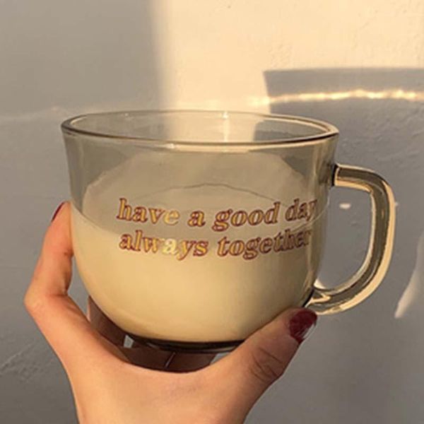 1pcs 480ml printed letter coffee glass cup with handle creative milk juice breakfast mug gift for friends mugs
1pcs 480ml printed letter coffee glass cup with handle creative milk juice breakfast mug gift for friends mugs