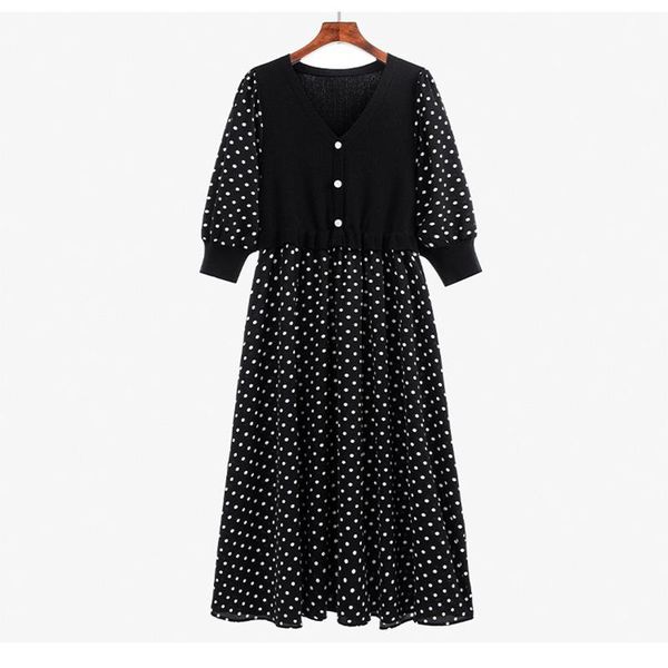 casual dresses autumn women's large size xl-xxxl polka dot stitching v-neck thin black dress, Black;gray
casual dresses autumn women's large size xl-xxxl polka dot stitching v-neck thin black dress, Black;gray