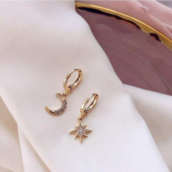 hoop & huggie 925 sterling silver shiny cz star moon asymmetric earrings for women girls gold color party jewelry gifts s-e1360, Golden;silver
hoop & huggie 925 sterling silver shiny cz star moon asymmetric earrings for women girls gold color party jewelry gifts s-e1360, Golden;silver