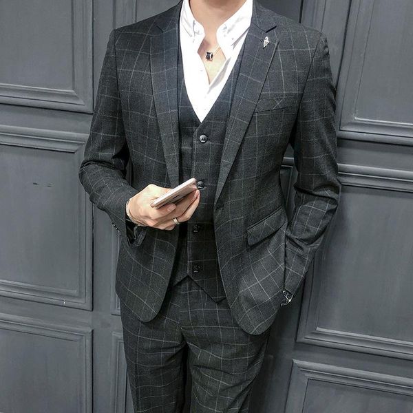 men's suits & blazers fashion suit korean version slim fit three piece wedding man dress, White;black
men's suits & blazers fashion suit korean version slim fit three piece wedding man dress, White;black
