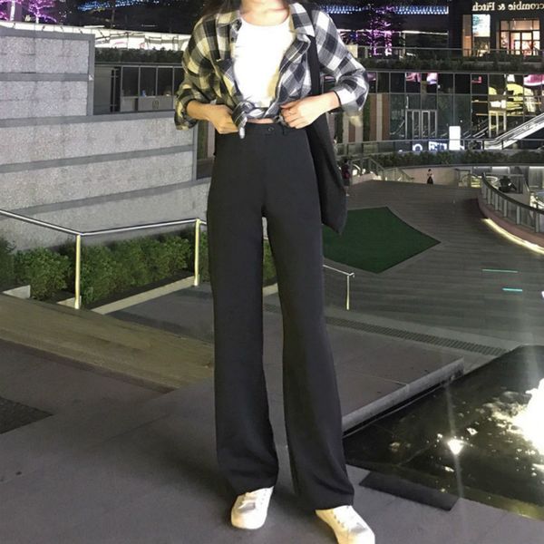 women casual black full length wide leg pants spring summer fashion female loose straight pant trousers pantalon lady 3xl 210423, Black;white
women casual black full length wide leg pants spring summer fashion female loose straight pant trousers pantalon lady 3xl 210423, Black;white