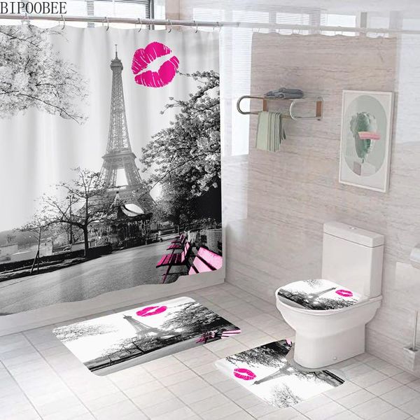 paris scenery bathroom curtains eiffel tower lips printed shower curtain set bath mats rugs toilet cover non-slip rug home decor
paris scenery bathroom curtains eiffel tower lips printed shower curtain set bath mats rugs toilet cover non-slip rug home decor