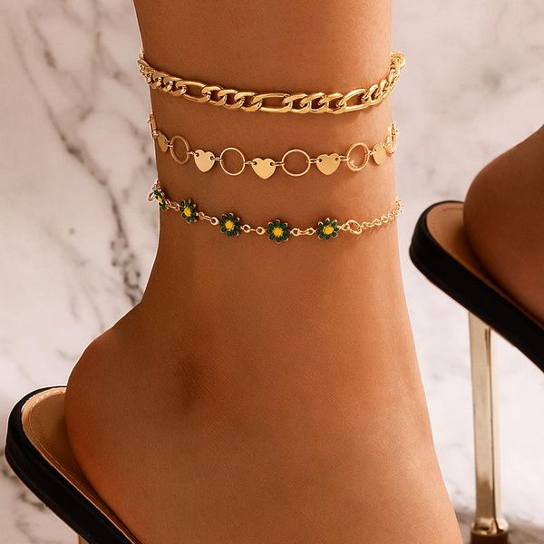 anklets 3pcs/set charms green daisy flowers for women fashion hollow geometry heart girl party jewelry accessories 19798, Red;blue
anklets 3pcs/set charms green daisy flowers for women fashion hollow geometry heart girl party jewelry accessories 19798, Red;blue