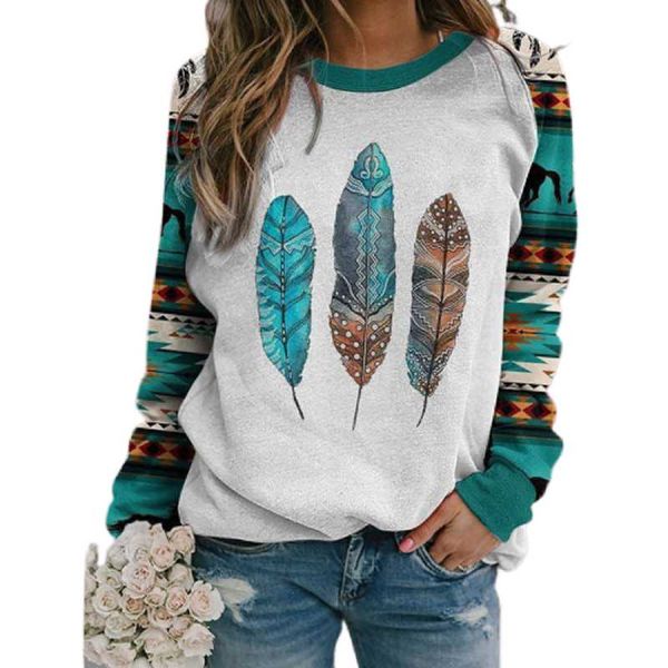 women's t-shirt autumn female casual for lady 2021 feather printed long sleeve ethnic style vintage t shirt women round neck patchwork, White
women's t-shirt autumn female casual for lady 2021 feather printed long sleeve ethnic style vintage t shirt women round neck patchwork, White
