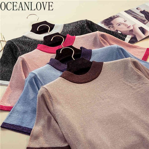 o neck knitted women short sleeve casual student contrast color t shirt lurex t-shirt spring summer 13969 210415, White
o neck knitted women short sleeve casual student contrast color t shirt lurex t-shirt spring summer 13969 210415, White