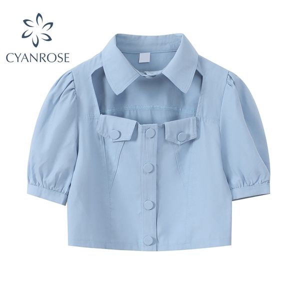 womens blouses summer streetwear vintage mock neck gothic chest hollow out button slim short sleeve crop female 210515, White
womens blouses summer streetwear vintage mock neck gothic chest hollow out button slim short sleeve crop female 210515, White