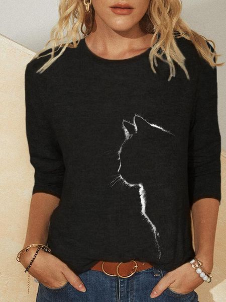 women's t-shirt women t shirt fashion casual long sleeve o-neck cat printed female spring loose tee pullover plus size, White
women's t-shirt women t shirt fashion casual long sleeve o-neck cat printed female spring loose tee pullover plus size, White