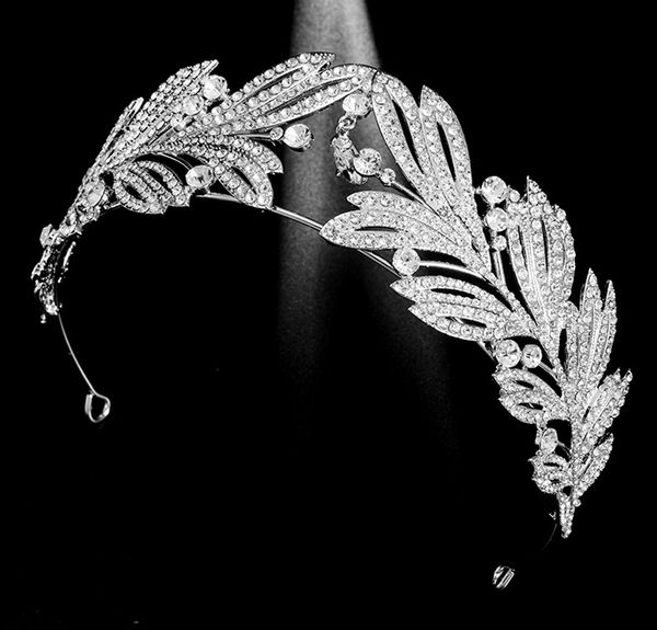 gifts for women wedding accessories bridal headpieces leaf drop design zircon rhinestones party banquet performance crown birthday and valen, Silver 
gifts for women wedding accessories bridal headpieces leaf drop design zircon rhinestones party banquet performance crown birthday and valen, Silver