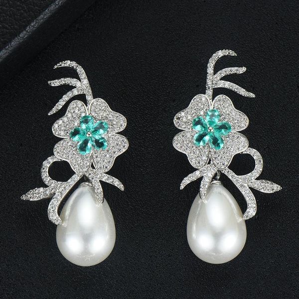 charm imitation pearl flower dangle earrings trend cubic zircon wedding engagement party dubai gold earring for women 2021 & chandelier, Silver
charm imitation pearl flower dangle earrings trend cubic zircon wedding engagement party dubai gold earring for women 2021 & chandelier, Silver