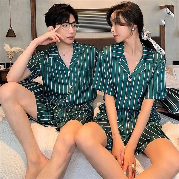 couple pajamas summer sets women sleepwear ice silk nightgown short sleeve plus size casual home clothes wear outside, Black;red
couple pajamas summer sets women sleepwear ice silk nightgown short sleeve plus size casual home clothes wear outside, Black;red