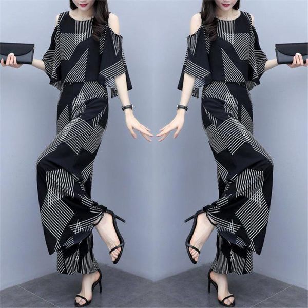 two piece dress striped women outfits summer wide leg pants korean women's tracksuits 2 set and suit, White
two piece dress striped women outfits summer wide leg pants korean women's tracksuits 2 set and suit, White