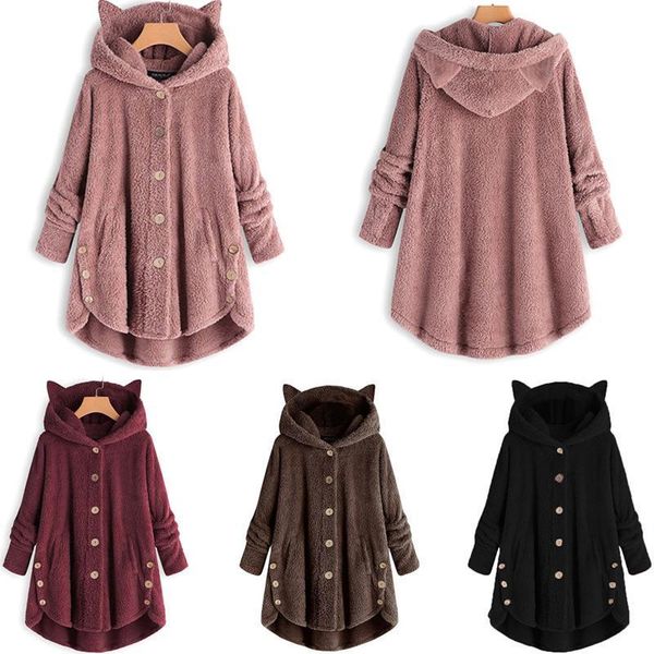 women's fur & faux cute cat ear sweatshirt 5xl women fuzzy fleece hooded coat long sleeve oversized jacket outwear, Black
women's fur & faux cute cat ear sweatshirt 5xl women fuzzy fleece hooded coat long sleeve oversized jacket outwear, Black