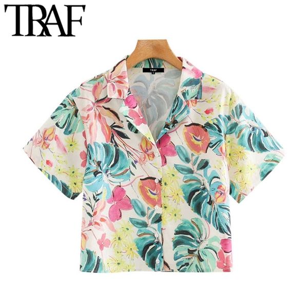 women fashion floral print loose blouses vintage short sleeve button-up female shirts blusas chic 210507, White
women fashion floral print loose blouses vintage short sleeve button-up female shirts blusas chic 210507, White